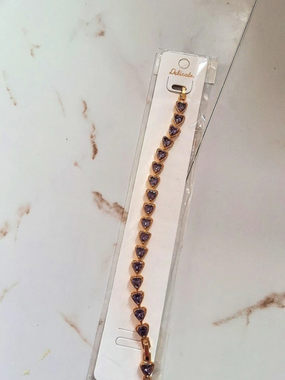 Alison Purple Heart Link Bracelet NWT